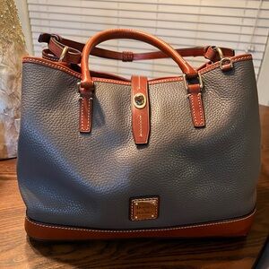 Dooney & Bourke Charcoal and Chestnut Pebble Leather Perry Tote